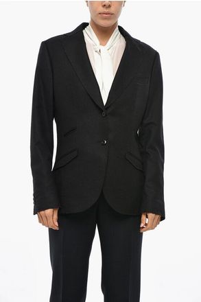 Maurizio Miri Half-lined Wool Blazer with Raw Cut Edges size 46