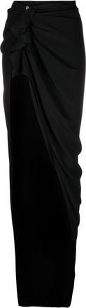 Rick Owens ruffle-trim draped maxi skirt - women - Acetate/Silk - 42 - Black
