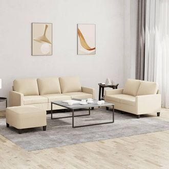 vidaXL Juego De Sof&aacute;s Con Cojines 3 Piezas Tela Crema Vidaxl