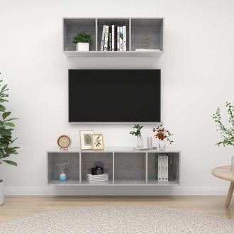 vidaXL Vidaxl - Set De Muebles De Sal&oacute;n 2 Pzas Madera Ingenier&iacute;a Gris Hormig&oacute;n