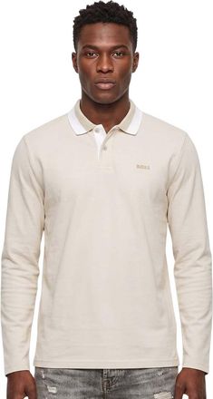 HUGO BOSS Beige Solid Shirt Collar Polo