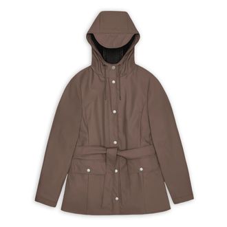 Rains Bruine Curve Jas W3 - Dames - Regenjassen - Bruin - XS - Leer - Jassen