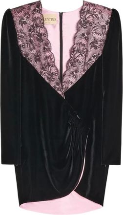 Valentino Korte fluwelen jurk met kant - Dames - Jurken - Zwart - Maat: S