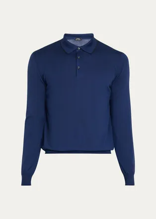 Cesare Attolini Mens Cashmere and Silk Tipped Polo Sweater