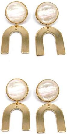 Adornia Set of 2 Arch Statement Drop Earrings in Gold at Nordstrom Rack