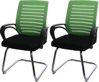 Hhg Lote De 2 Sillones De Conferencia Hhg 531, Silla De Visita Basculante, 150 Kg De Capacidad De Carga Tela/textil, Verde