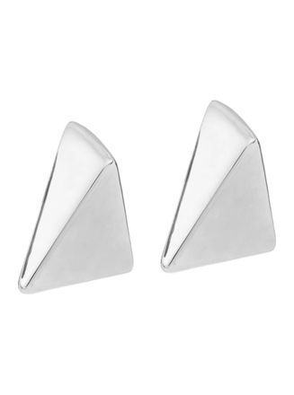Federica Tosi Virtual Metallic Earings With Butterfly Clasp Closure And Triangular Shape In Silver Plated Bronze Woman