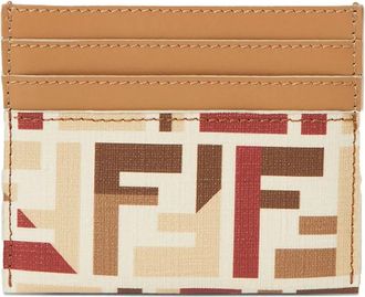 Fendi FF-pattern leather card holder - Brown
