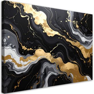 Feeby Impresi&oacute;n De Imagen Abstracci&oacute;n Negra De M&aacute;rmol Glamuroso 100x70