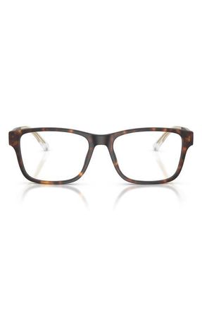 Emporio Armani 55mm Rectangle Optical Glasses in Matte Havana /Demo Lens at Nordstrom