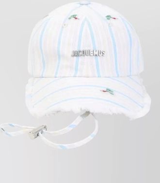 Jacquemus baseball cap fringed edge stripe detail