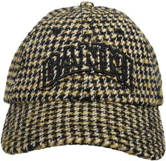 Ganni Gorra de Lana a Cuadros - Accessories - Mujer - Amarillo - ONE SIZE