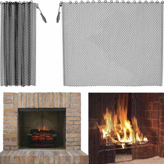 OEM Pantalla De Chispas Para Chimenea 2 Cortina De Metal Negra De Repuesto Cortina De Metal Colgante Pantalla De Chispas Para Chimenea Cubierta De Metal P