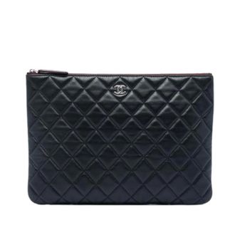 Chanel Pre-owned Vintage Quilted Clutch - Dames - Pre-owned - Zwart - Maat: ONE Size Leer