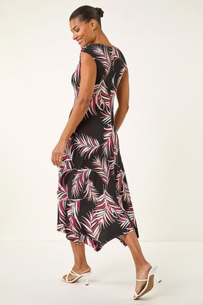 Roman Leaf Print Stretch Maxi Dress