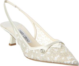 Jimmy Choo London Amita 45 Fabric & Leather Pump
