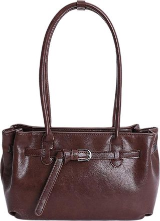 Generic Cymwer Women PU Tote Handbag W/Belt Buckle Shoulder Bag for Daily Travel Work (Coffee) (Coffee)