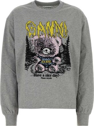 Ganni Sweatshirts - Dames - Longsleeves - Grijs - M - Tops