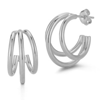 Glaze Jewelry Sterling Silver Triple Polished Hoops