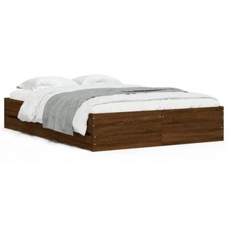 Berkfield Home Bed Frame w/Drawers Frame Brown Oak 120x190 cm Small Double