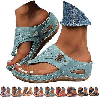 Generic Orthopedic Wedge Sandals for Women Lightweight Orthopedic Flip Flops UK Toe Post Slippers Arch Support Casual Outdoor Slippers Wide Fit New Summer Sli