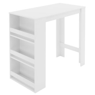 ML Design Mesa de bar con estante de 3 niveles 117x106x57 cm Madera blanca