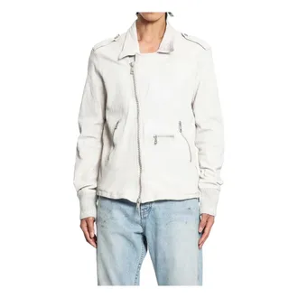 Giorgio Brato Light Jackets, male, White, Size: 2XL Crinkled Biker Jacket