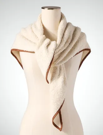 Talbots Triangle Shearling Scarf - Ivory - 001 Talbots