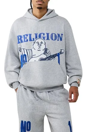 True Religion True No. 1 Big T Graphic Hoodie in Heather Grey at Nordstrom, Size Xxx-Large