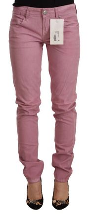 Acht Womens Pink Jeans Casual Style - Rose Gold Cotton - Size 26 (Waist)