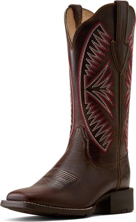 Ariat Womens Round Up Ruidoso Wide Square Toe Western Boots in Arizona Brown, B Medium Width, Size 6.5, by Ariat