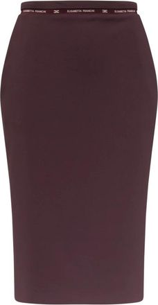 Elisabetta Franchi Stretch Crepe Rok - Dames - Midirokken - Bruin - M - Polyester - Rokken