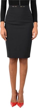 Elisabetta Franchi Gonna a tubino midi con cintura logo - - Skirts - Donna - Nero - M