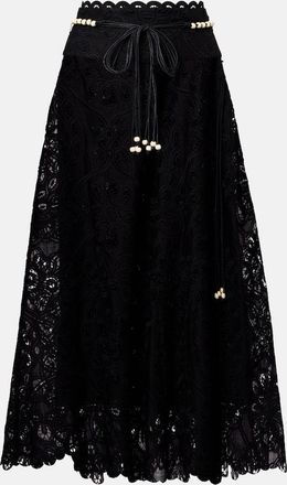 Zimmermann Gonna midi Rhiannon in cotone con ricamo