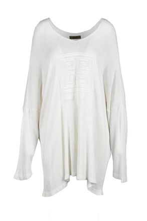 Gil Santucci White Embossed Viscose-Blend Sweater