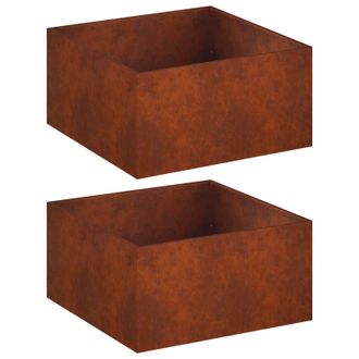 vidaXL Macetero De Jard&iacute;n 2 Uds. Oxidado 60 X 60 X 40 Cm Acero Oxidado Vidaxl