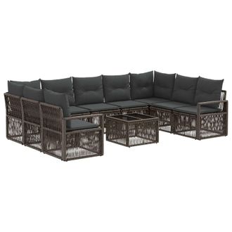 vidaXL Conjunto De Sof&aacute;s De Jard&iacute;n 10 Pcs Gris Rat&aacute;n Sint&eacute;tico Vidaxl