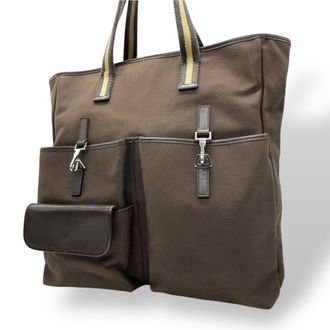 Gucci Brown Canvas Leather Tote Bag (Pre-Owned)