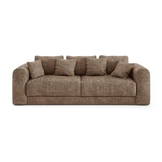 Sia Home Sof&aacute; cama con ba&uacute;l de nogal 4 plazas terciopelo gofrado topo