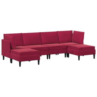 vidaXL Juego De Muebles De Sal&oacute;n Con Coj&iacute;n 6 Pcs Rojo Vino Terciopelo Vidaxl