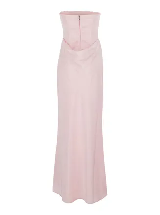 Rotate Off-Shoulder Draped Tech Fabric Dress - Pink