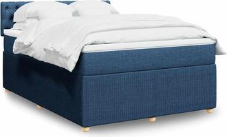 vidaXL Vidaxl - Cama Box Spring Con Colch&oacute;n Tela Azul 160x200 Cm