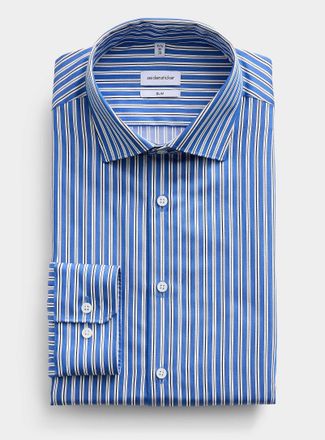 Seidensticker Mens Azure pyjama-stripe shirt Slim fit