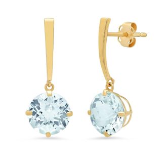 MAX + STONE 14k Yellow Gold Solitaire Round-Cut Gemstone Drop Earrings (8mm)