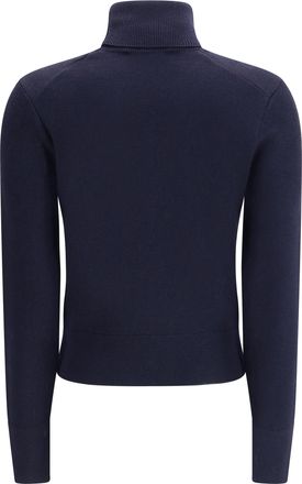 Ami Womens Ami De Coeur Turtleneck Sweater Marine-Rouge Merino Wool Marine/rouge