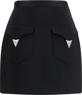Versace Wool Mini Skirt - Dames - Rokken - Zwart - Maat: M Wol