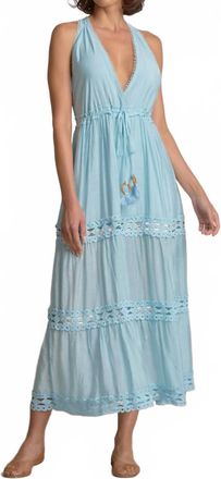 Elan Halter Maxi Dress In Brt Blue