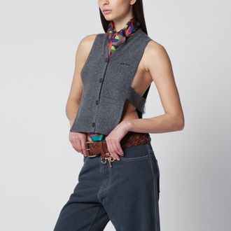Miu Miu Slate grey cashmere vest cardigan