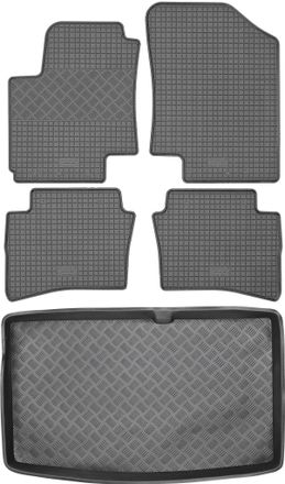 OEM Hyundai I20 I Hatchback De 2008-2014 Set - Alfombrillas De Goma Para Coche + Alfombrilla Para Maletero