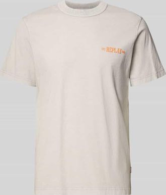 Replay Regular Fit T-Shirt mit Logo-Print in Sand, Gr&ouml;&szlig;e XXL